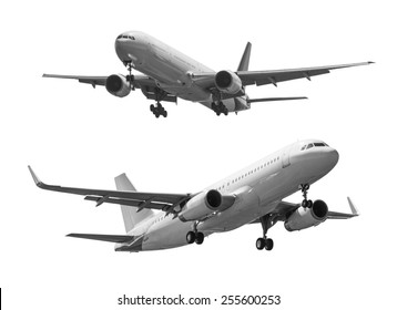 Commercial Plane Isolated On White Background With Clipping Path