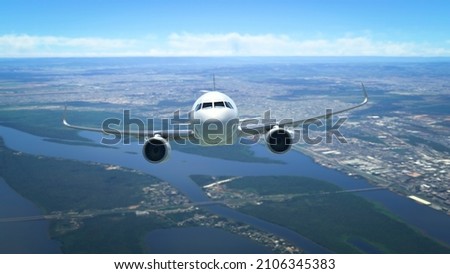 Commercial planes flying after takeoff