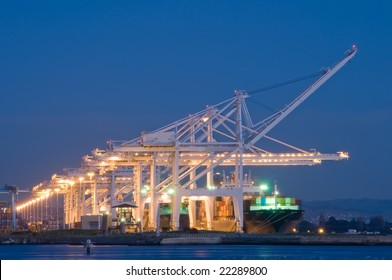 Commercial Port At Night