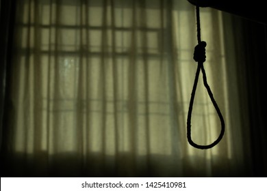 commit suicide concept, Hangman's noose knot with window