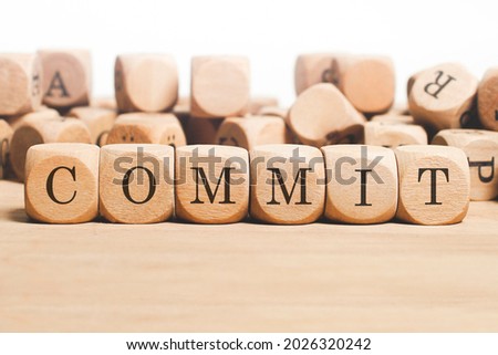 Commit Word In Wooden Cube