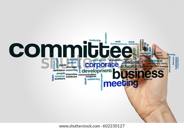 Committee word cloud on grey background.