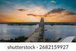 the Commodore Barry Bridge over the Delaware River at Subaru Park in Chester Pennsylvania USA