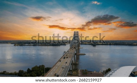 the Commodore Barry Bridge over the Delaware River at Subaru Park in Chester Pennsylvania USA
