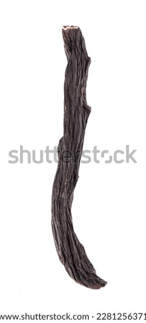 Common comfrey root isolated on white background. Dry roots of Symphytum officinale. Top view.