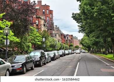 Commonwealth Avenue In Back Bay District, Boston.