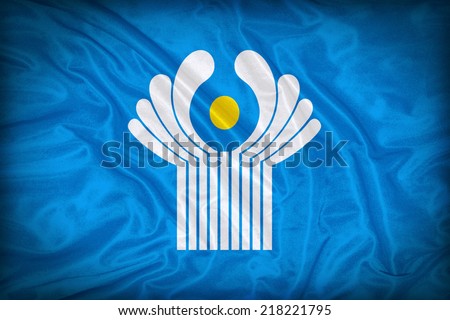 Commonwealth of Independent States flag pattern on the fabric texture ,vintage style