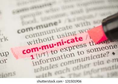 Communicate definition highlighted in red in the dictionary