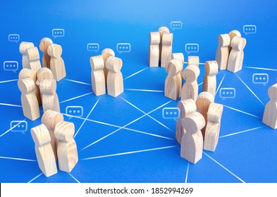 Communicating groups of people are connected by lines. A company with a modified hierarchical system for the distribution of duties and responsibilities. Effective flexible decision making system