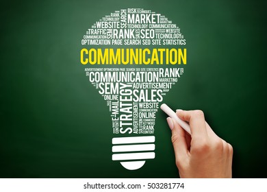 COMMUNICATION bulb word cloud collage, business concept on blackboard - Shutterstock ID 503281774