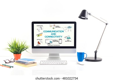 COMMUNICATION AND CONNECTIVITY concept on computer screen