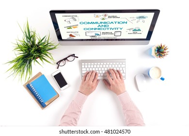 COMMUNICATION AND CONNECTIVITY concept on computer screen
