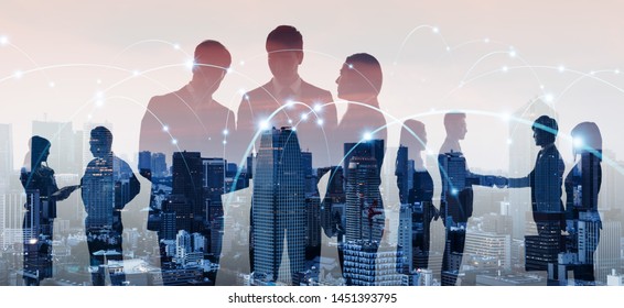 Communication network of business concept. Smart city. Internet of Things. - Shutterstock ID 1451393795