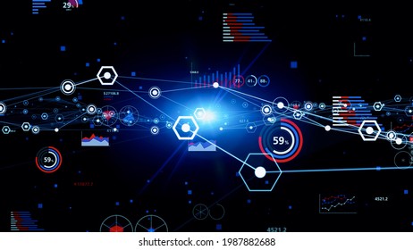 Communication network concept. Data analysis.