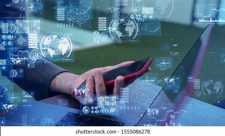Communication network concept. GUI (Graphical User Interface).