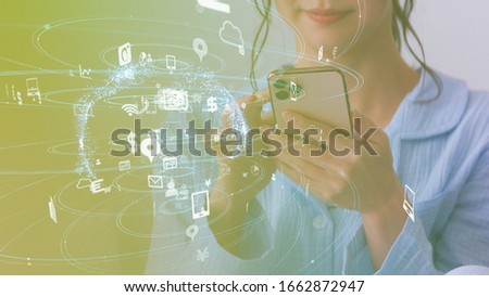 Communication network concept. IoT (Internet of Things). Telecommunication.