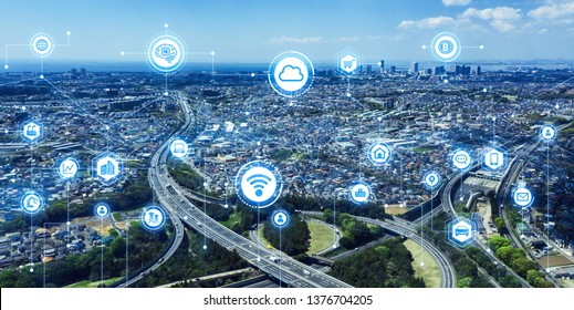 Communication network concept. Smart city.