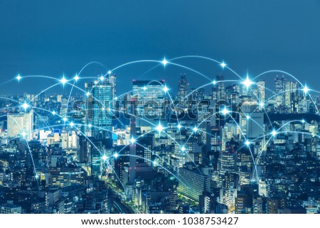 Communication network of urban city. Smart city. Internet of Things. IoT.