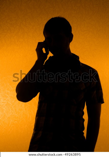 Communication Silhouette Man Speak Over Phone Stock Photo (edit Now 