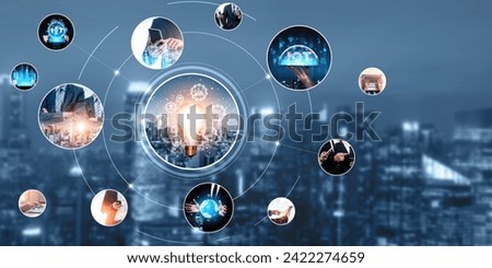 Communication technology , smart connection IOT and people network technology concept. People using connective device to connect to the secured internet network and cloud computing server kudos