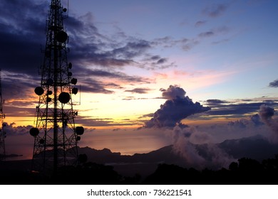 Communication Tower On The Mountain