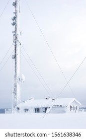 Communication Tower In Winter Landscape, Saariselkä, Finnish Lapland