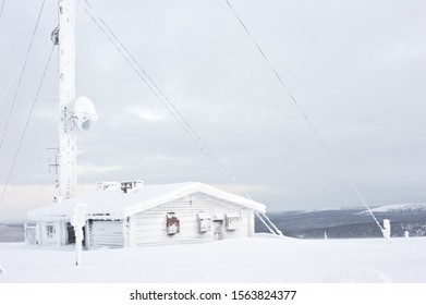 Communication Tower In Winter Landscape, Saariselkä, Finnish Lapland