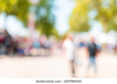 Community And General Public Concept, Blur Crowd Of People In Park, Selective Focus