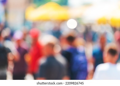 Community Of People Concept With Blurred Crowd On Street, Selective Focus