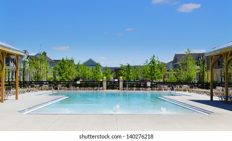 Community Pool In A Brand New Suburban Neighborhood