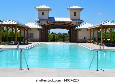 Community Pool In A Brand New Suburban Neighborhood