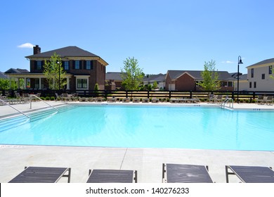 Community Pool In A Brand New Suburban Neighborhood