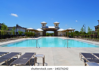 Community Pool In A Brand New Suburban Neighborhood