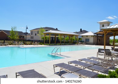 Community Pool In A Brand New Suburban Neighborhood