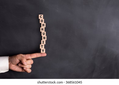 COMMUNITY word with in form of stacked blocks