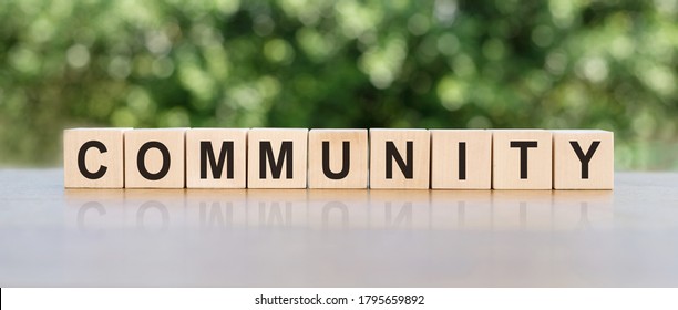 Community - Word From Wooden Blocks With Letters, Group Of People Community Concept