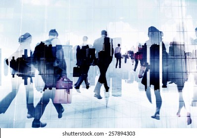 Commuter Business People Cityscape Corporate Travel Concept