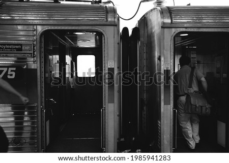 Similar – Image, Stock Photo sitting in a subway to central amsterdam