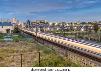 Commuter Train In Western Tokyo At Night