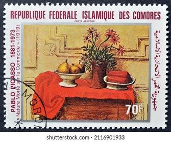 Comoros - Circa 1981 : Cancelled Postage Stamp Printed By Comoros, That Shows Painting Still Life On A Sideboard By Pablo Picasso, Birth Centenary, Circa 1981.