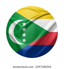 Comoros flag as concept image made of texture. Basemap and background concept. Double exposure hologram. News or Internet use.