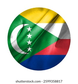 Comoros flag as concept image made of texture. Basemap and background concept. Double exposure hologram. News or Internet use.