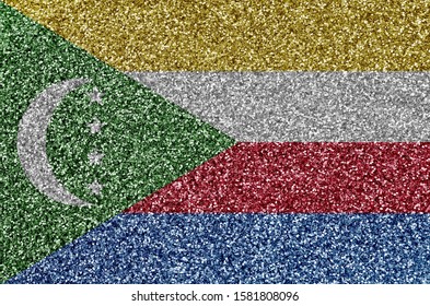 Comoros flag depicted on many small shiny sequins. Colorful festival background for party - Powered by Shutterstock