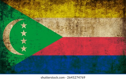 Comoros Flag with Grunge Texture