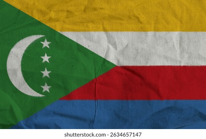 Comoros National Flag Displayed with Waving Fabric Texture Detail