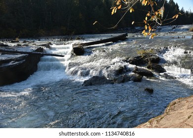 Comox Valley, BC, Canada, October 2017, Puntledge River Nymph Falls Waterfall