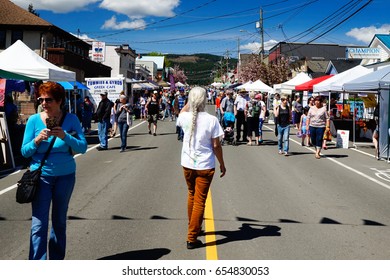 Comox Valley~Vancouver Island,BC, Canada, May 20 2017 Village Market Days On Dunsmuir Avenue In Cumberland~Vancouver Island,BC, Canada