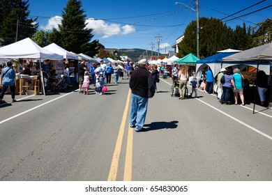 Comox Valley~Vancouver Island,BC, Canada, May 20 2017 Village Market Days On Dunsmuir Avenue In Cumberland~Vancouver Island,BC, Canada