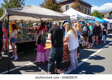 Comox Valley~Vancouver Island,BC, Canada, May 20 2017 Village Market Days On Dunsmuir Avenue In Cumberland~Vancouver Island,BC, Canada