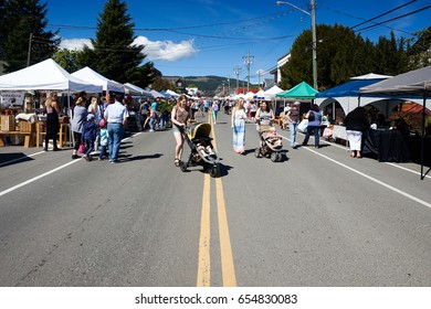 Comox Valley~Vancouver Island,BC, Canada, May 20 2017 Village Market Days On Dunsmuir Avenue In Cumberland~Vancouver Island,BC, Canada